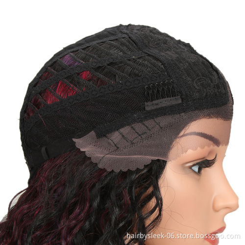Magic Hair Synthetic Wig Lace Front Heat Resistant Fiber Long Curly Black Red Wig 28 Inch For Black Women